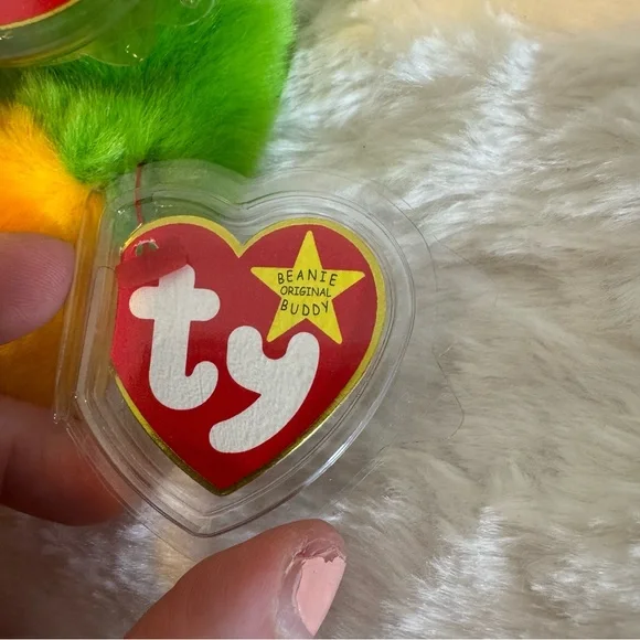 Ty Green and Yellow Frog Stuffed Animal - Picture 7 of 13